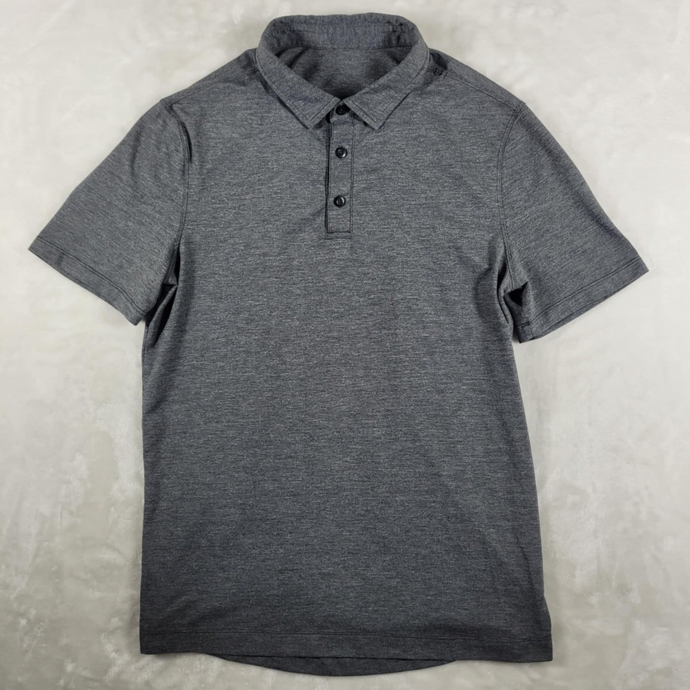 Lululemon Evolution Polo Shirt Men's Small Gray‎ Slim Short Sleeve Performance
